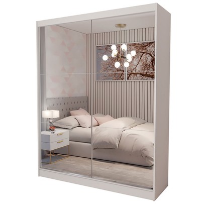 Guarda-Roupa Solteiro Swift 2 Portas 2 Gavetas Espelhado Branco - Panorama Móveis