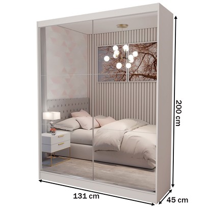 Guarda-Roupa Solteiro Swift 2 Portas 2 Gavetas Espelhado Branco - Panorama Móveis