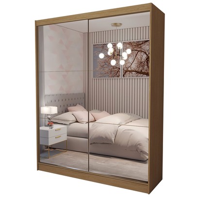 Guarda-Roupa Solteiro Swift 2 Portas 2 Gavetas Espelhado Cinamomo - Panorama Móveis