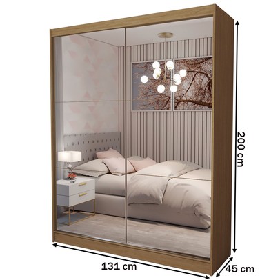 Guarda-Roupa Solteiro Swift 2 Portas 2 Gavetas Espelhado Cinamomo - Panorama Móveis