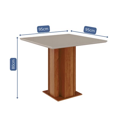 Mesa de Madeira Sophia com Vidro Cinamomo/Off White - Cimol