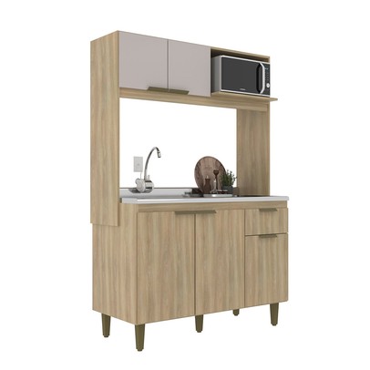 Cozinha Compacta Julia 5 Portas 1 Gaveta Dourado/Fumê - Jcarvalho