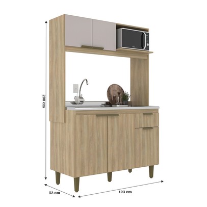 Cozinha Compacta Julia 5 Portas 1 Gaveta Dourado/Fumê - Jcarvalho