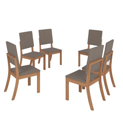 Cadeiras Kit 6 Cadeiras Milla Nature/Marrom Amêndoa - Henn