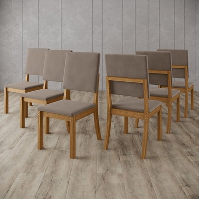 Cadeiras Kit 6 Cadeiras Milla Nature/Marrom Amêndoa - Henn