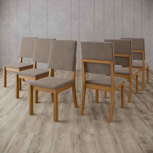 Cadeiras Kit 6 Cadeiras Milla Nature/Marrom Amêndoa - Henn