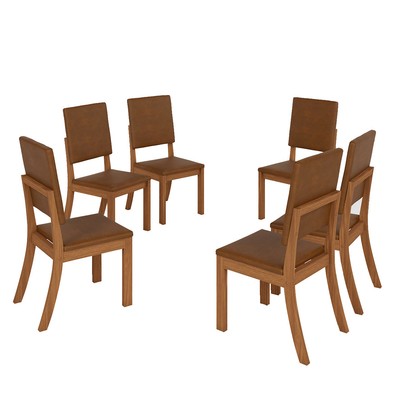 Cadeiras Kit 6 Cadeiras Milla Plus Nature/Caramelo - Henn