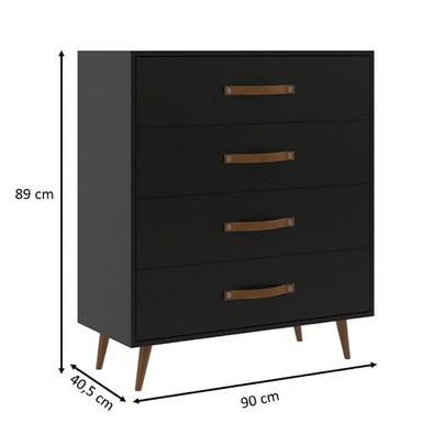 Cômoda Padua 4 Gavetas Preto - Jcarvalho