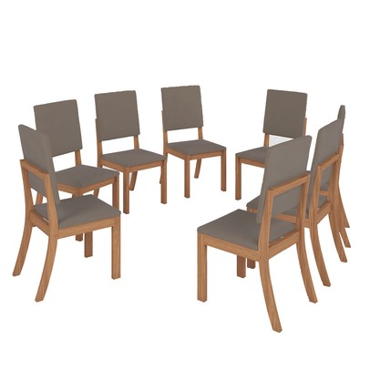 Cadeiras Kit 8 Cadeiras Milla Nature/Marrom Amêndoa - Henn