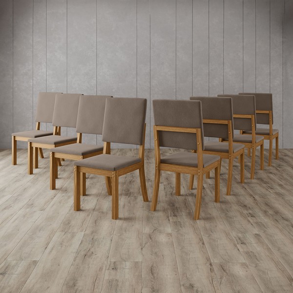 Cadeiras Kit 8 Cadeiras Milla Nature/Marrom Amêndoa - Henn