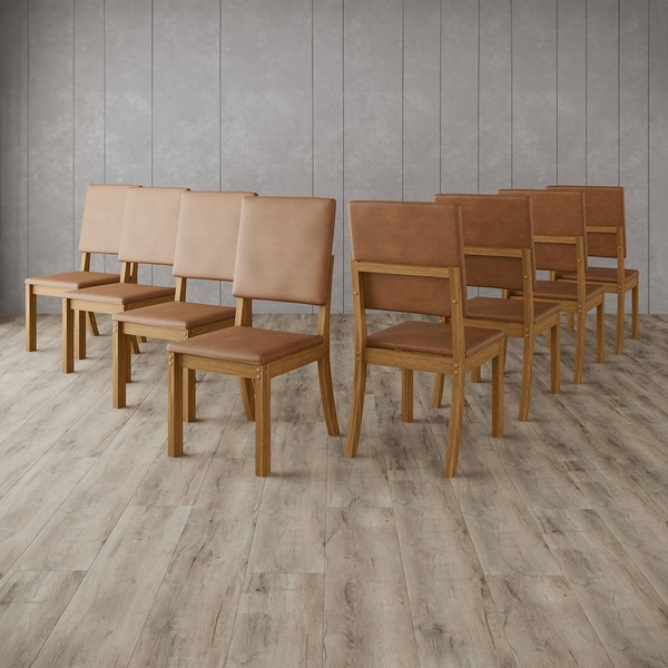 Cadeiras Kit 8 Cadeiras Milla Plus Nature/Caramelo - Henn