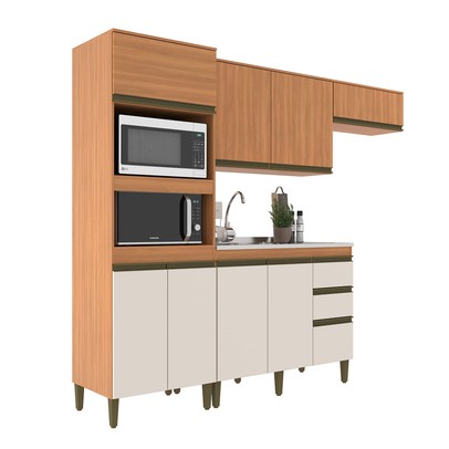 Cozinha Completa Cecilia 8 Portas 3 Gavetas Freijó/Off White - Jcarvalho