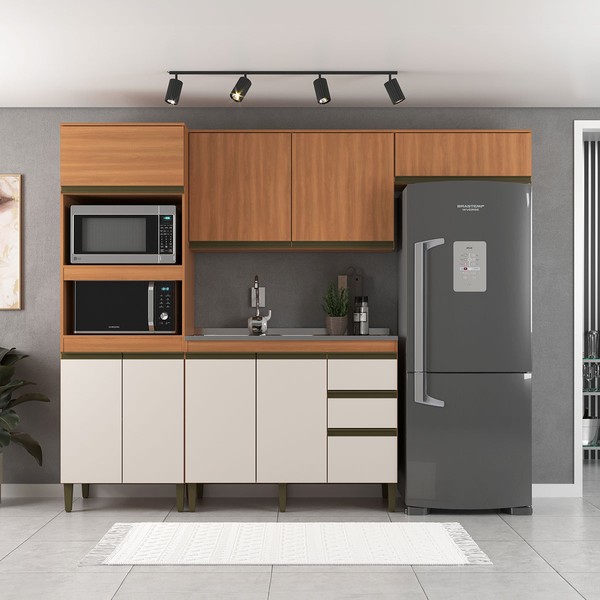 Cozinha Completa Cecilia 8 Portas 3 Gavetas Freijó/Off White - Jcarvalho