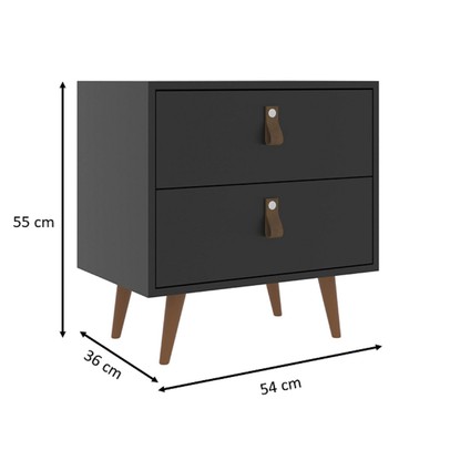 Mesa de Cabeceira Padua 2 Gavetas Preto - Jcarvalho