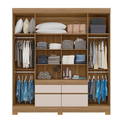 Guarda-Roupa Casal Bilbao 4 Portas 4 Gavetas Amêndola/Off White - Demóbile