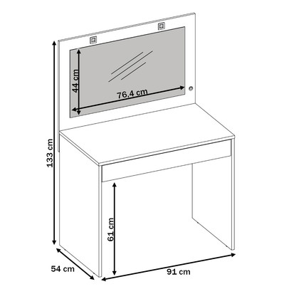 Penteadeira Camarim Atraente 1 Gaveta Branco - Demóbile