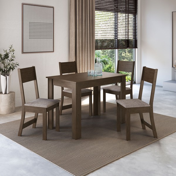 Mesa de Jantar 4 Lugares Atlanta Noce/Linho - Indékes