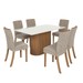 Mesa de Jantar 6 Lugares Solana com Vidro Nature/Off White/Creme - Henn
