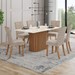 Mesa de Jantar 6 Lugares Solana com Vidro Nature/Off White/Creme - Henn