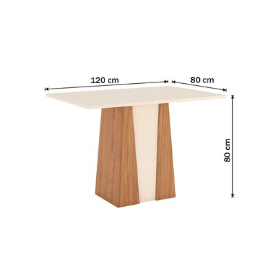 Mesa de Jantar 4 Lugares Orus Nature/Off White/Bege - Henn