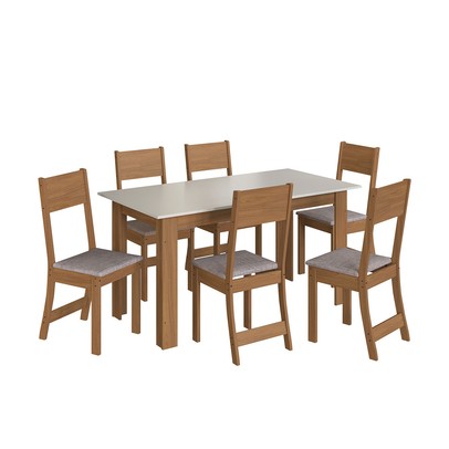 Mesa de Jantar 6 Lugares Atlanta Freijó/Off White - Indékes