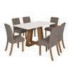 Mesa de Jantar 6 Lugares Lins com Vidro Nature/Off White/Bege - Henn