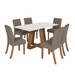 Mesa de Jantar 6 Lugares Lins com Vidro Nature/Off White/Bege - Henn