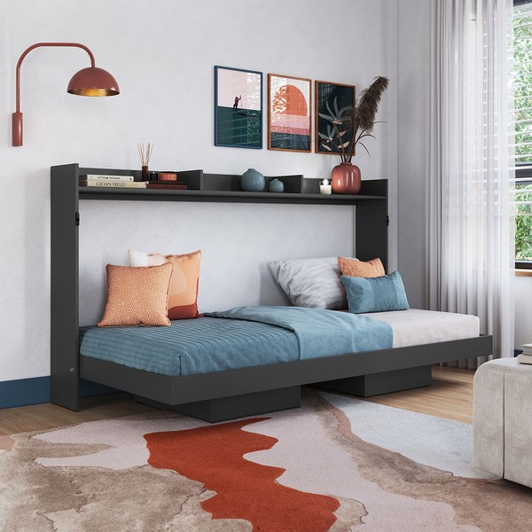 Cama Solteiro Hanover Articulável Horizontal Grafite - Art In Móveis