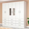 Guarda-Roupa Solteiro Bergamo 6 Portas 9 Gavetas com Espelho Branco - Evidencia Móveis