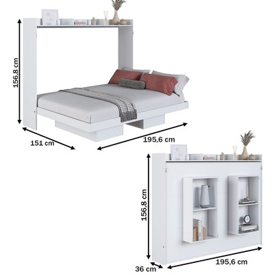 Cama Casal Hanover Articulável Horizontal 2 Prateleiras Branco - Art In Móveis