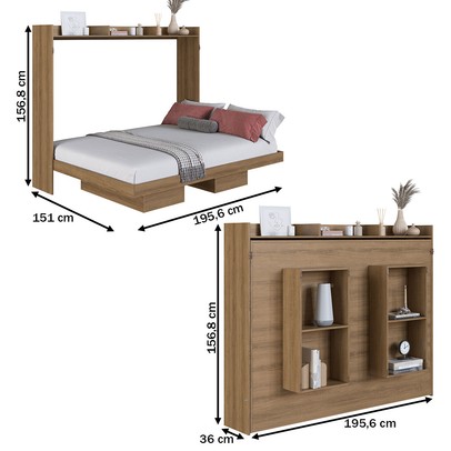 Cama Casal Hanover Articulável Horizontal 2 Prateleiras Mel - Art In Móveis