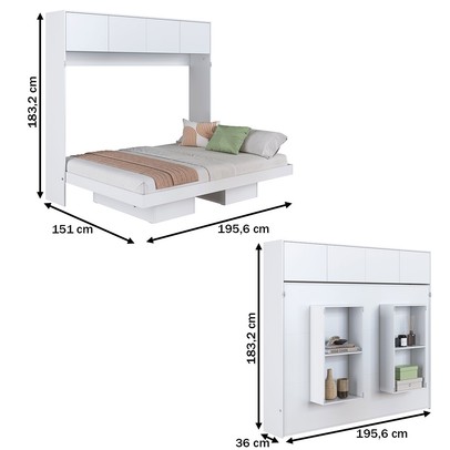 Cama Casal Hanover Articulável Horizontal 4 Portas Branco - Art In Móveis