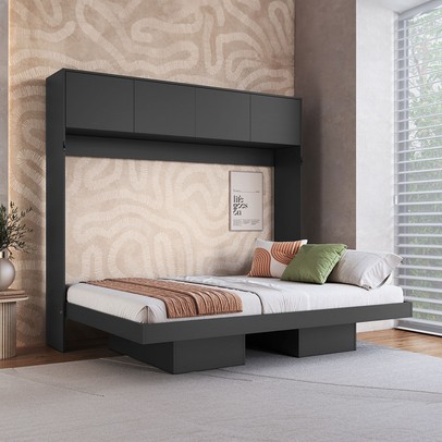 Cama Casal Hanover Articulável Horizontal 4 Portas Grafite - Art In Móveis