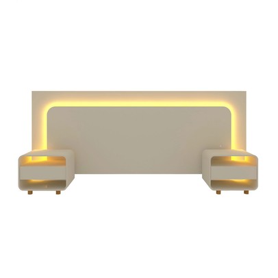 Cabeceira Extensível Innova 2 Gavetas com Led 100% Mdf Off White - Gelius