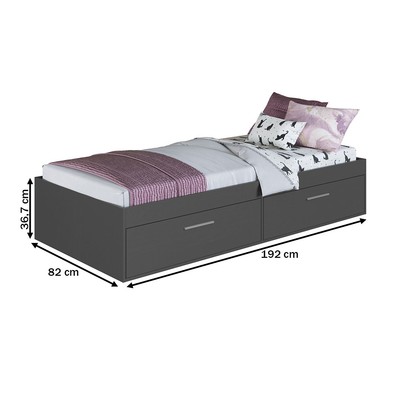 Cama Solteiro Tókio com 2 Portas Grafite  - Art In Móveis