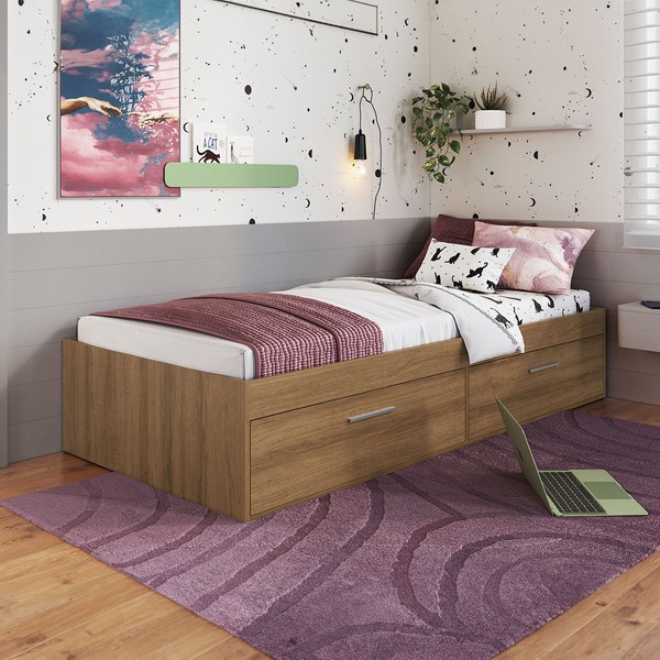 Cama Solteiro Tókio com 2 Portas Mel - Art In Móveis