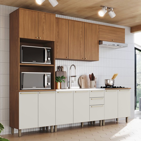 Cozinha Completa Requinte 13 Portas 2 Gavetas Nature/Areia Hp - Henn