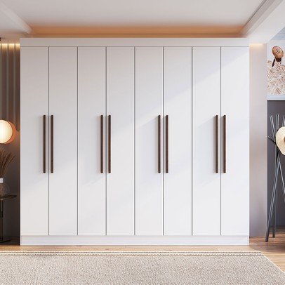 Guarda-Roupa Casal Califórnia 8 Portas 4 Gavetas 100% Mdf Branco - Doripel