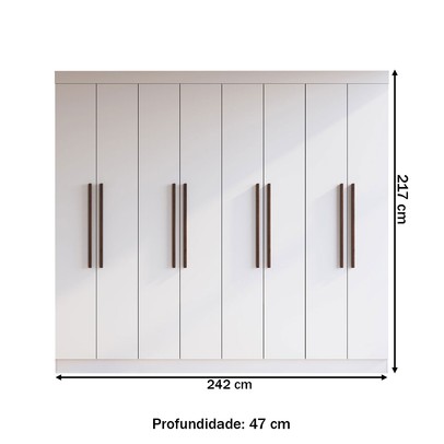 Guarda-Roupa Casal Califórnia 8 Portas 4 Gavetas 100% Mdf Branco - Doripel