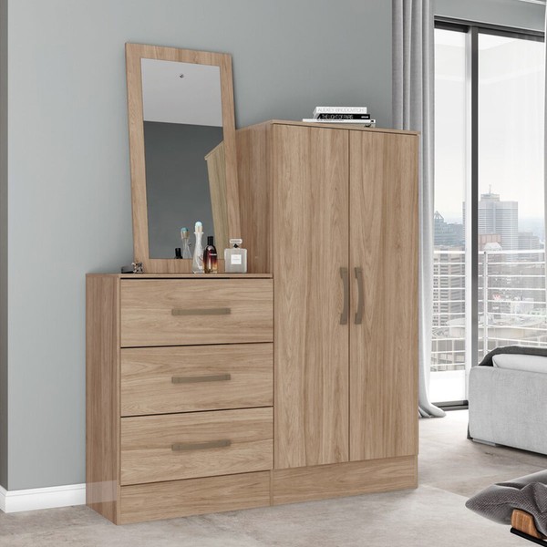 Cômoda Cannes 2 Portas 3 Gavetas com Espelho Jequitibá Brilho - Henn