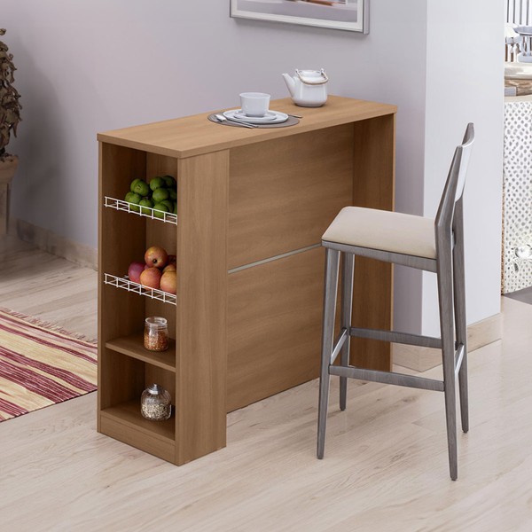 Bancada de Cozinha Ilha 120 Cm 3 Prateleiras Freijó - Telasul