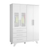 Guarda-Roupa de Bebê Retrô 4 Portas 3 Gavetas 100% Mdf Branco Brilho - Móveis Peroba