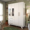 Guarda-Roupa de Bebê Retrô 4 Portas 3 Gavetas 100% Mdf Branco Brilho - Móveis Peroba