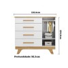 Cômoda Infantil Retrô 1 Porta 4 Gavetas 100% Mdf Branco Brilho/Amêndoa - Móveis Peroba