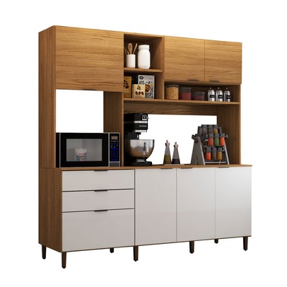 Cozinha Compacta Solaris 7 Portas 2 Gavetas Cinamomo/Off White - Panorama Móveis