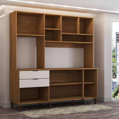 Cozinha Compacta Solaris 7 Portas 2 Gavetas Cinamomo/Off White - Panorama Móveis