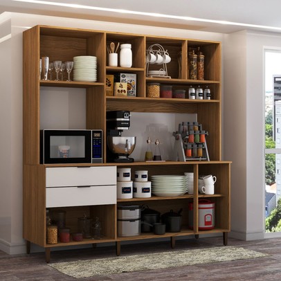 Cozinha Compacta Solaris 7 Portas 2 Gavetas Cinamomo/Off White - Panorama Móveis