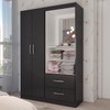 Guarda-Roupa Infantil Gabe 2 Portas 2 Gavetas com Espelho Black - Panorama Móveis