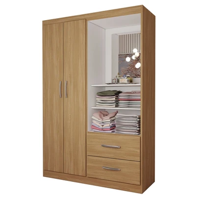 Guarda-Roupa Infantil Gabe 2 Portas 2 Gavetas com Espelho Cinamomo - Panorama Móveis