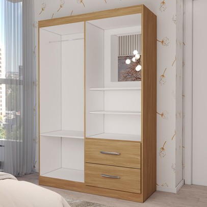 Guarda-Roupa Infantil Gabe 2 Portas 2 Gavetas com Espelho Cinamomo - Panorama Móveis